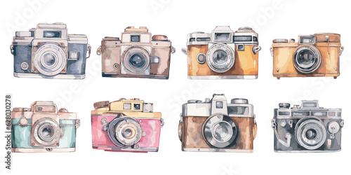 Watercolor Vintage Camera clipart for graphic resources