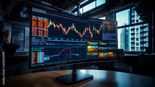 Stock market chart on monitor photo