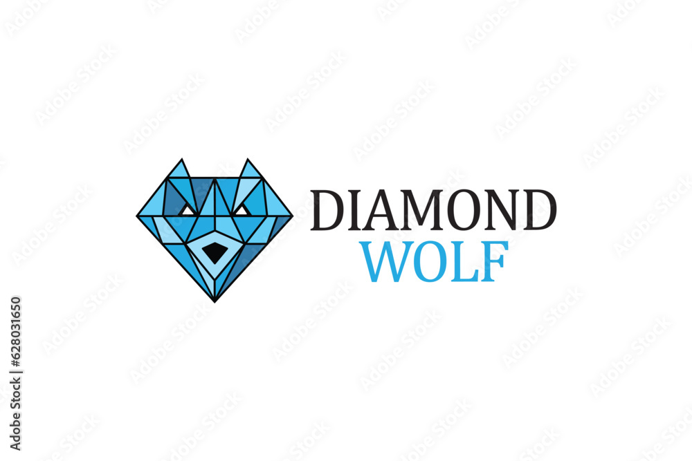 Naklejka premium Wolf Logo Design - Diamond Logo Design Template