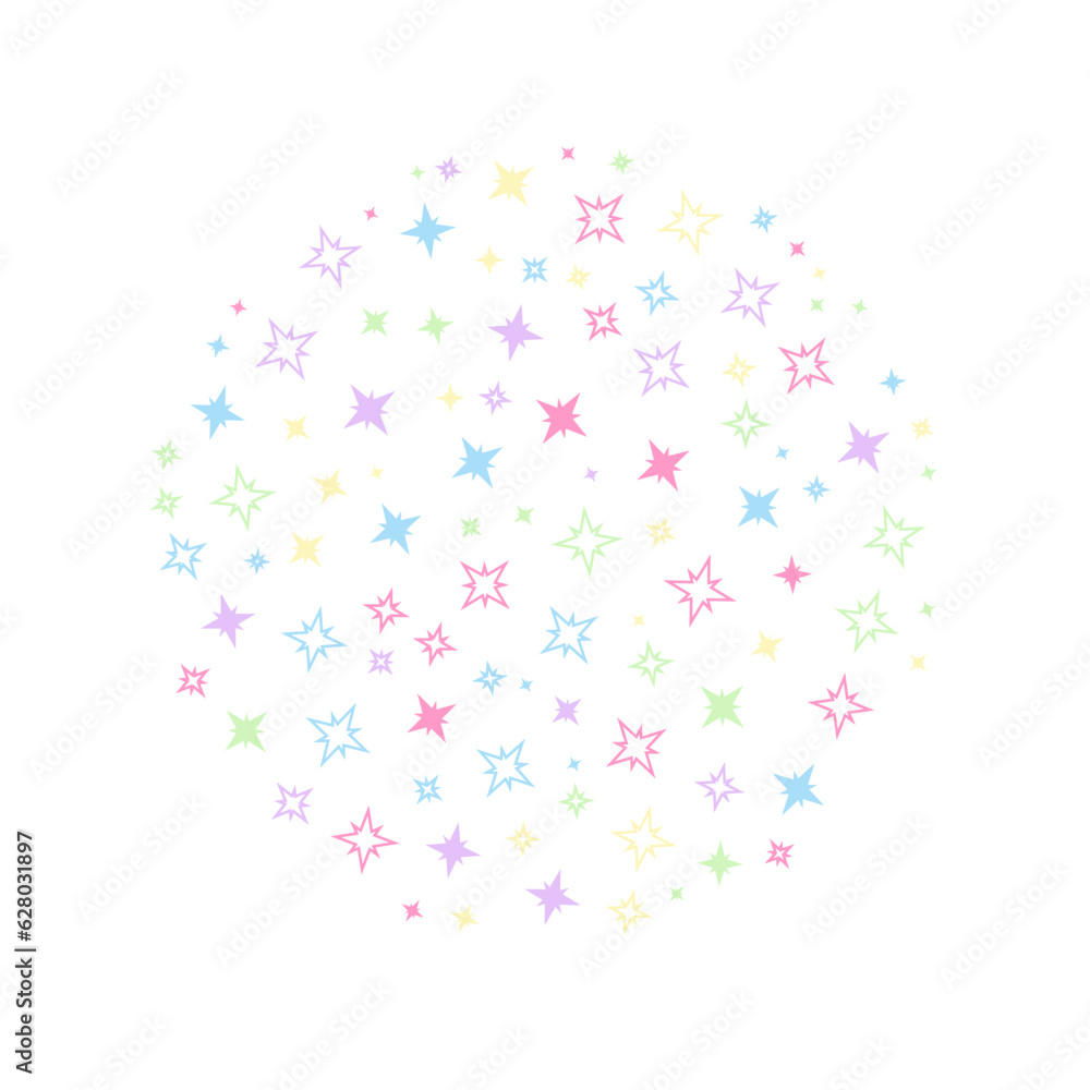 A background with colorful stars of various sizes as a pattern.