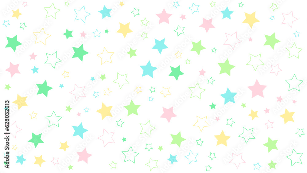 A background with colorful stars of various sizes as a pattern.