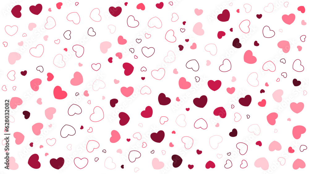 Background with hearts of various sizes as a pattern.