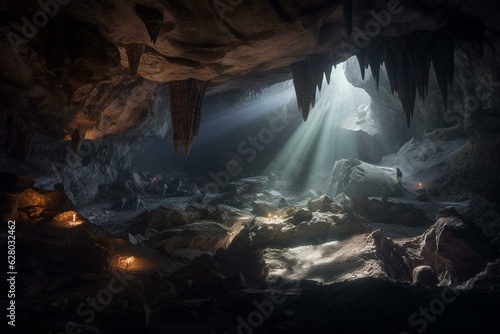 Europe's largest cave system in Slovenia's Jama. Generative AI