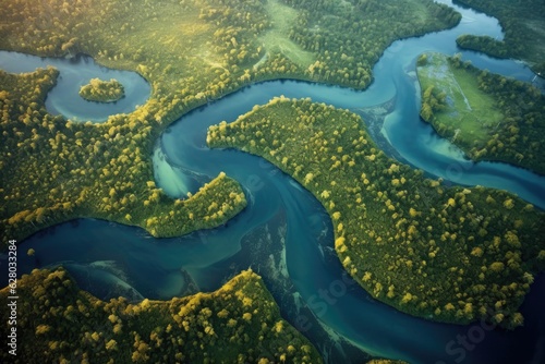 Canvas Print aerial view of a meandering river delta