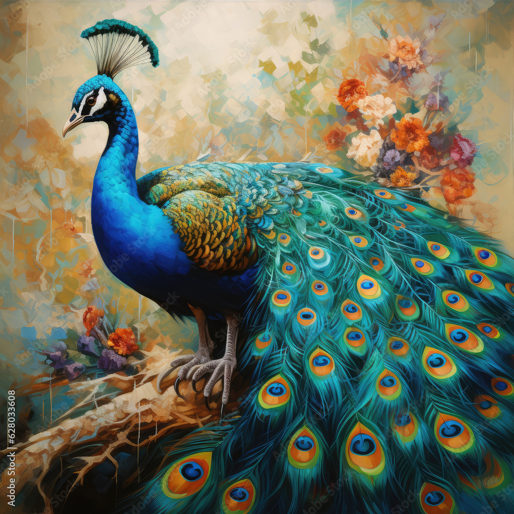Fototapeta premium Indian Male Peacock Generative AI technology