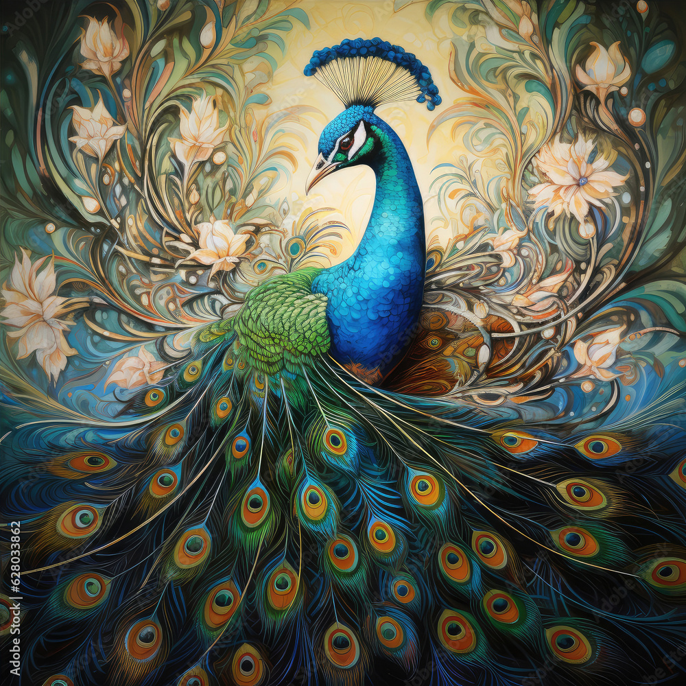 Fototapeta premium Indian Male Peacock Generative AI technology