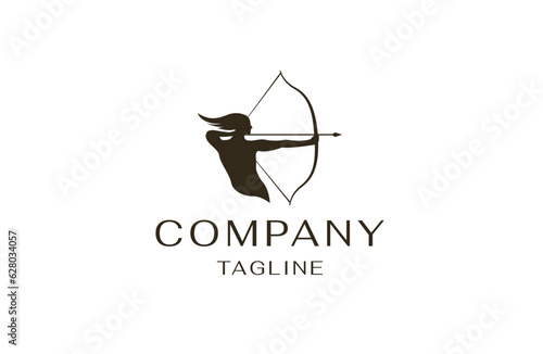Greek goddess artemis logo icon design template flat vector