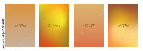 Set of autumn color backgrounds with soft color gradients and blurred effect for fall season creative graphic design. Vector illustration.
