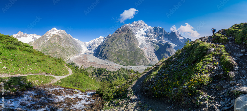 Summer trekking day in the mountains of Val Veny, Courmayeur Summer trekking day in the mountains of Val Veny, Courmayeur