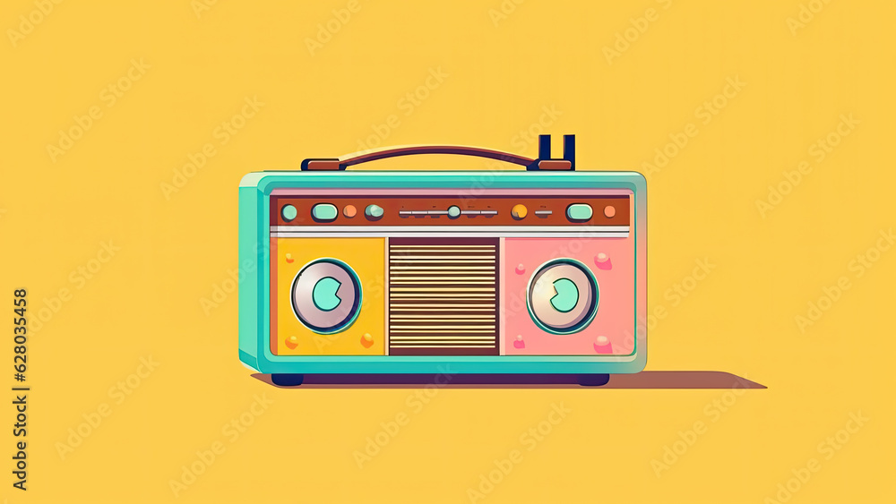 A charming cartoon retro radio in a minimalistic style. captures the essence of the national radio day concept, evoking nostalgia and a sense of celebration A charming cartoon retro radio in a minimalistic style. captures the essence of the national radio day concept, evoking nostalgia and a sense of celebration