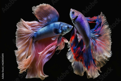 Colorful fighting fish from Thailand known as Siamese Betta. Generative AI