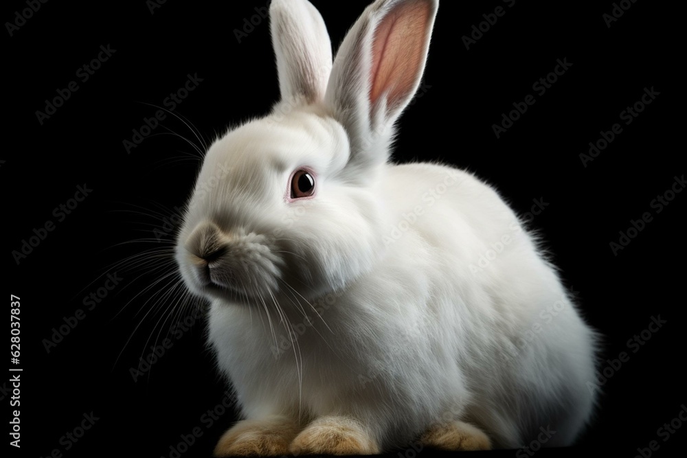 White isolated rabbit with no background, Easter bunny, conejo de pascua. Generative AI