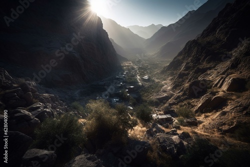 Brightly lit Al-Disah valley. Generative AI