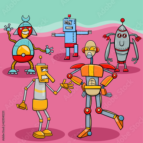 cartoon robots and droids characters group