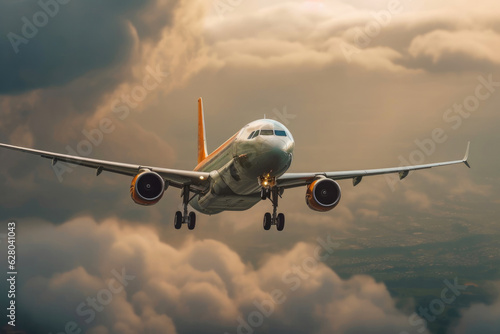 Dramatic Takeoff with Brooding Storm Clouds