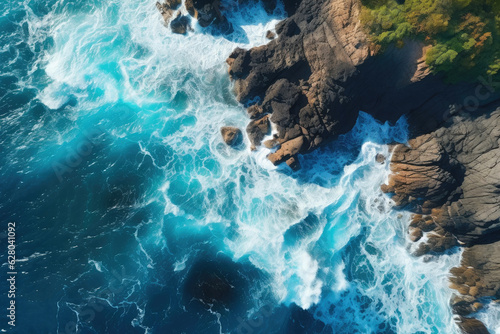Ocean's Embrace: A Captivating Overhead View © Andrii 