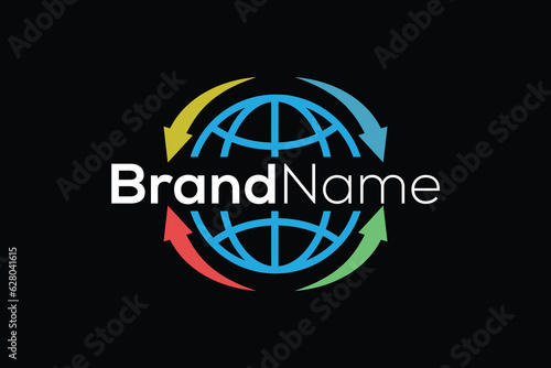 Trendy Professional worldwide business growth logo design vector template
