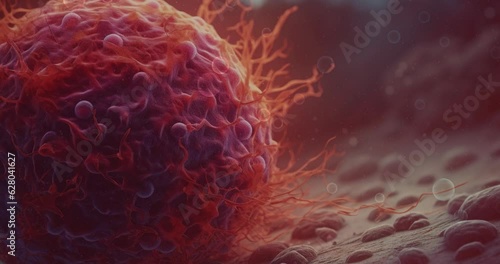  A cancer cell with a yellow glow, Video Concept of cancer cell attacking body cell.