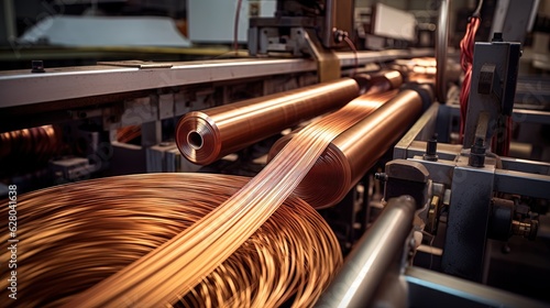 Manufacturing process of copper wires and cables. Generative AI