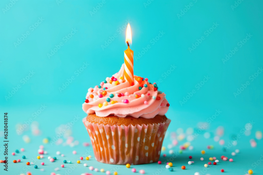 Birthday Celebration Cupcake Close-Up Birthday Celebration Cupcake Close-Up