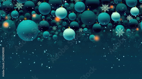Green Balls and Snowflakes in Dark Teal