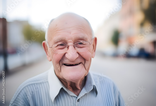 Happy smiling 90 year old elder senior man portrait