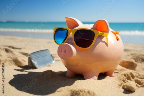 Saving for Summer: Fun in the Sun with a Piggy Bank. Generative AI
