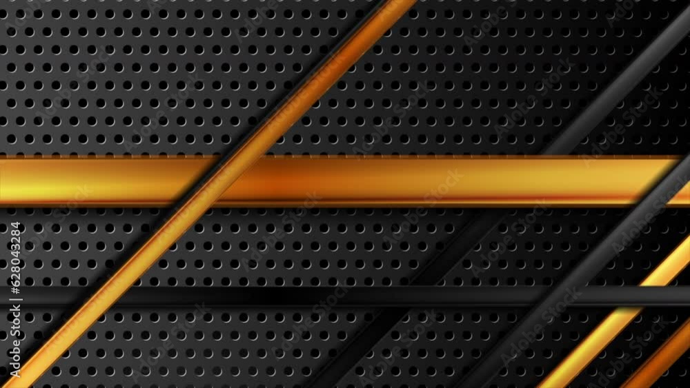 Black and golden glossy stripes on dark perforated background. Seamless ...