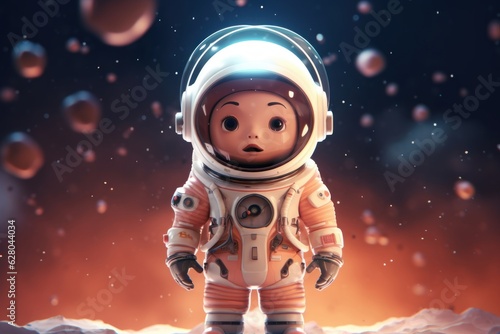 Illustration of an astronaut standing on top of a snow covered ground, created using generative AI