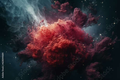 Image description: A vibrant red nebula in outer space, featuring elements provided by NASA. Generative AI