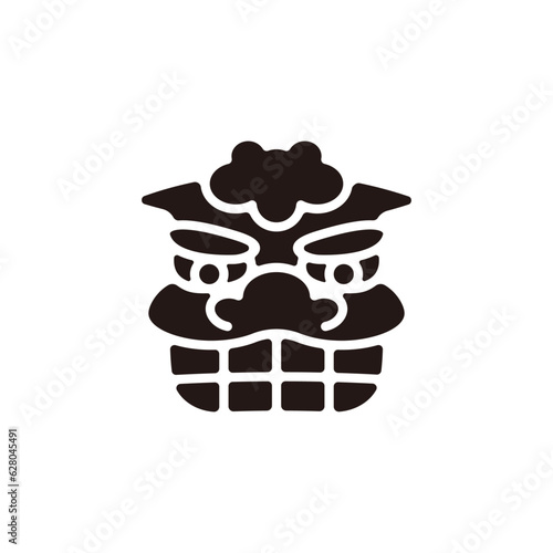 Lion dance icon.Flat silhouette version.