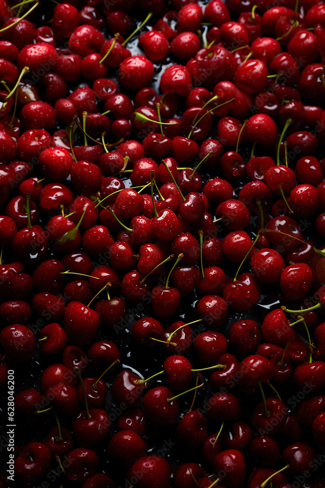 Cherry banner. Cherries background. Close-up food photography Cherry banner. Cherries background. Close-up food photography