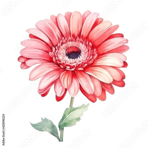 Watercolor gerbera flower isolated