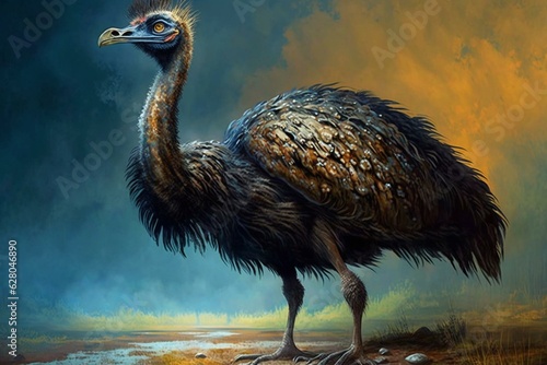 A large, extinct bird known as the Moa (Dinornis). Generative AI Fototapeta