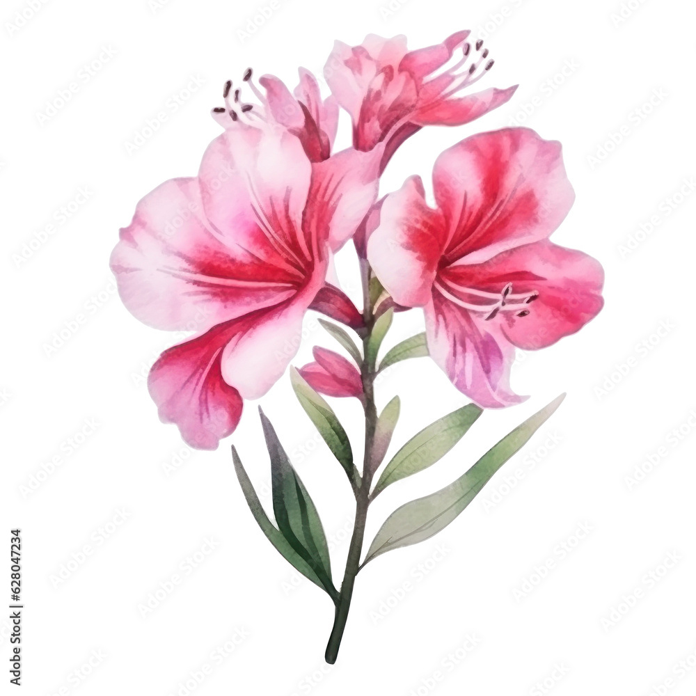Watercolor pink flower isolated