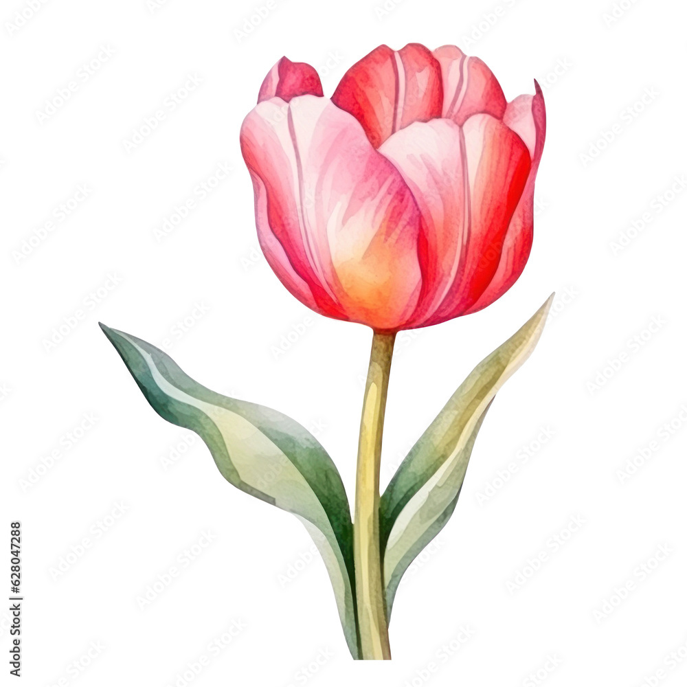 Watercolor tulip flower isolated Watercolor tulip flower isolated