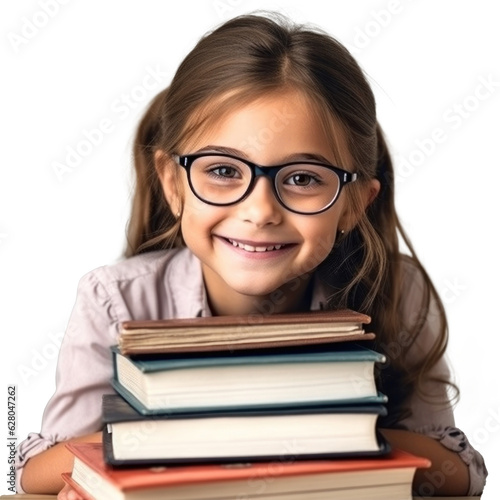 School girl with books