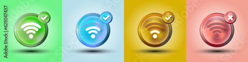 Wireless icon symbol set. Internet Access Connection Status Icon. Different levels of Wi Fi signal. Vector illustration