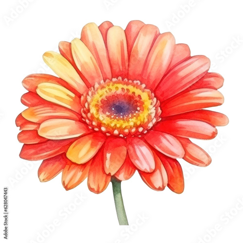 Watercolor gerbera flower isolated