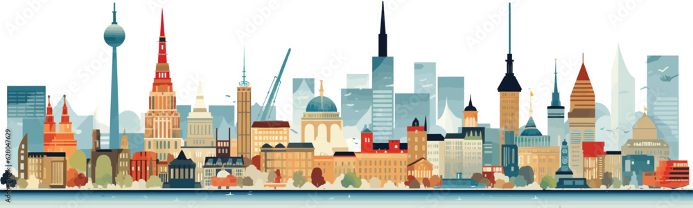 Berlin vector simple 3d smooth cut and paste white isolated illustration
