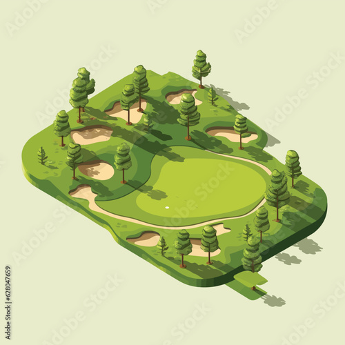 golf course isometric vector flat minimalistic isolated illustration