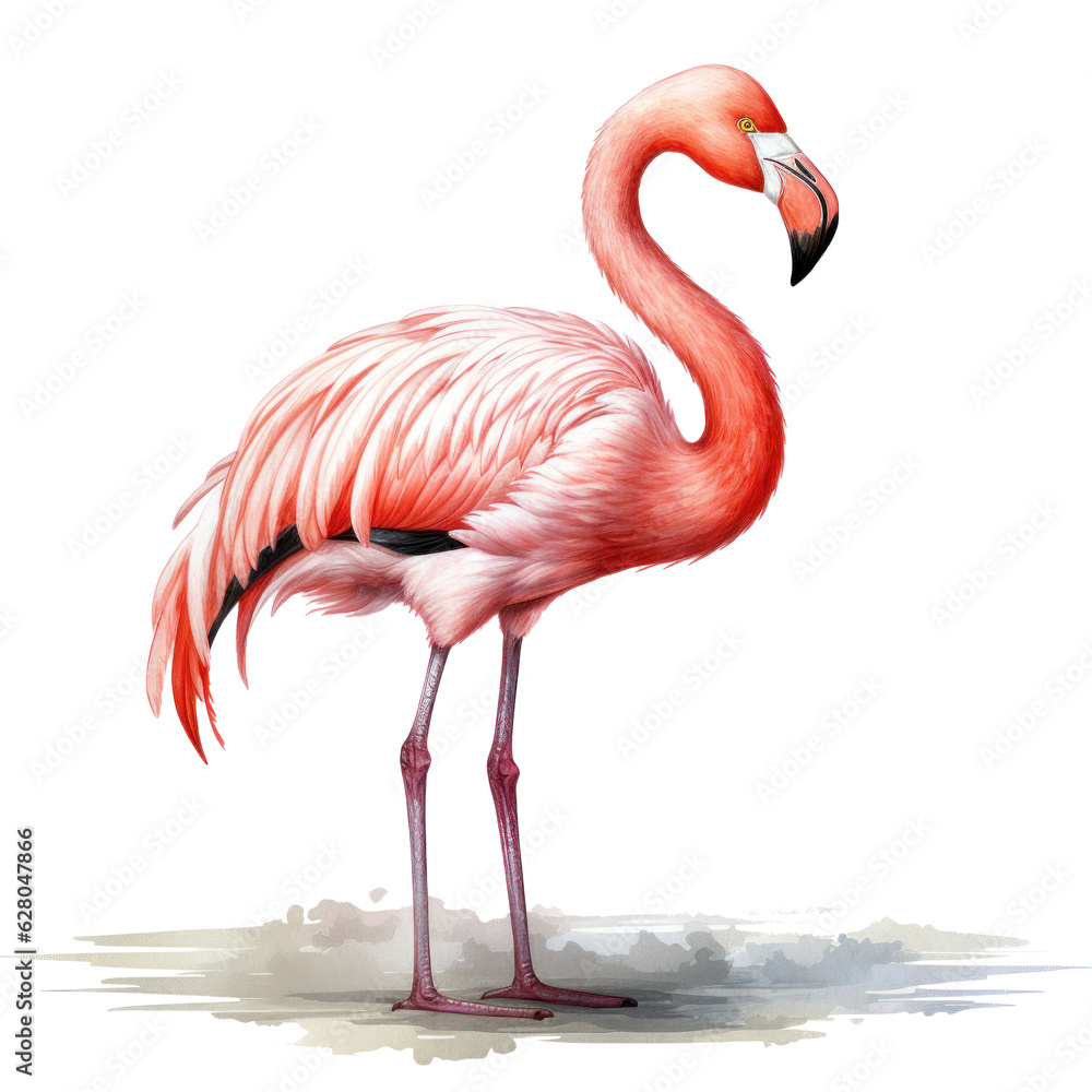 Fototapeta premium Watercolor pink flamingo isolated