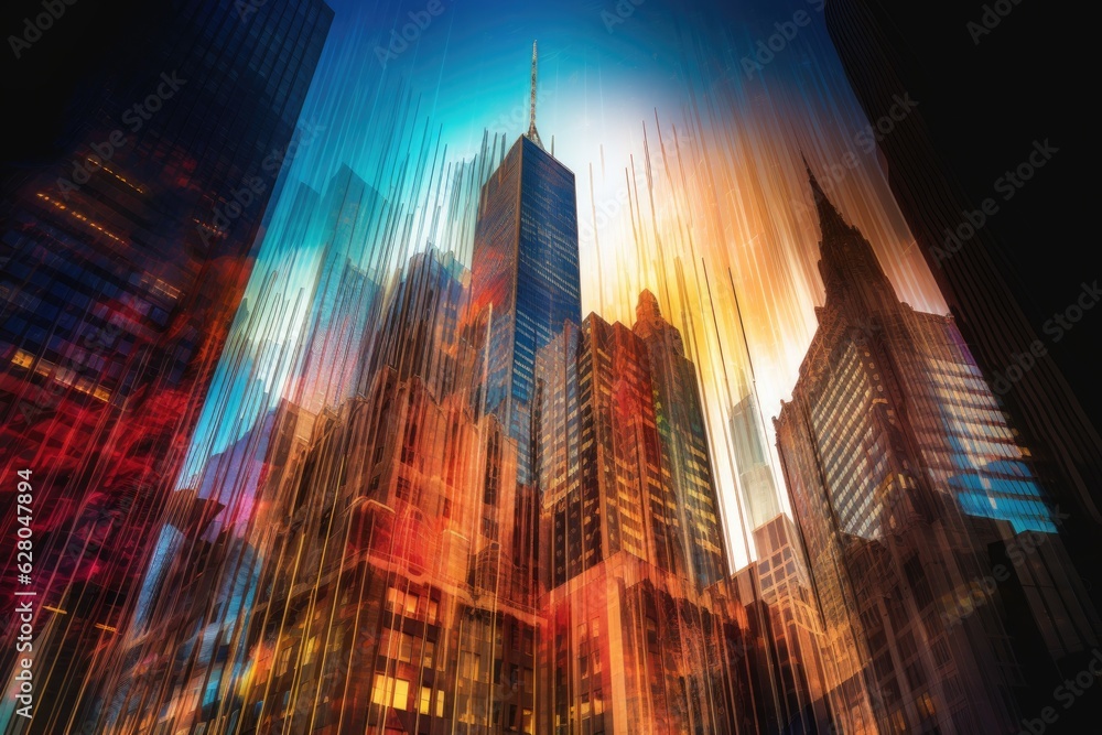 stock market ticker superimposed over skyscrapers stock market ticker superimposed over skyscrapers