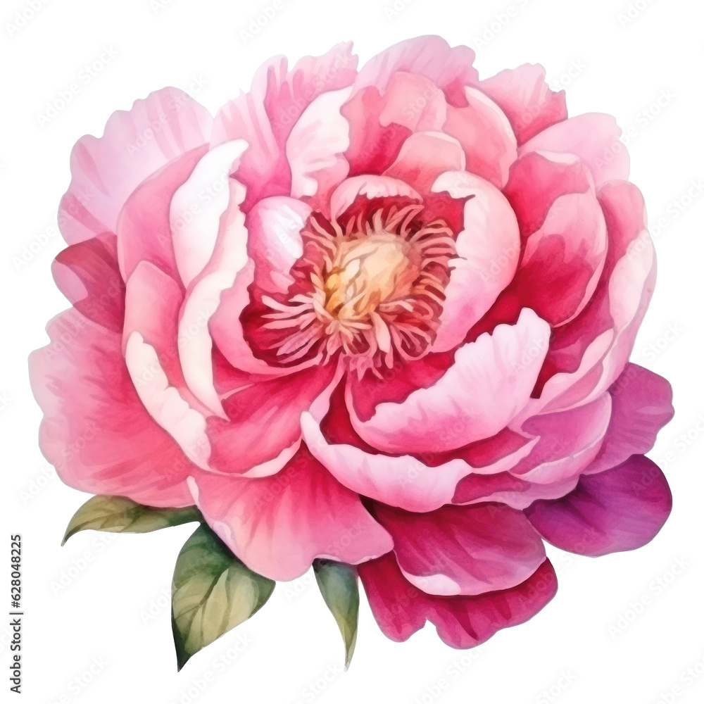 Watercolor peony flower isolated Watercolor peony flower isolated