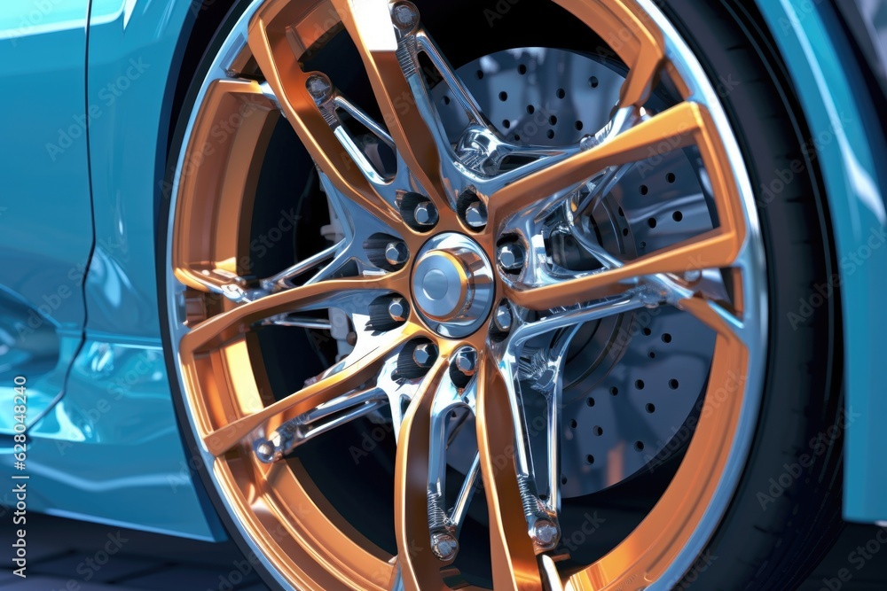 detailed view of a concept cars advanced wheel and suspension system