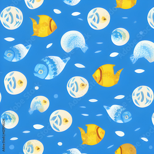 ocean draw abstract background, underwater, random element pattern design © Ivanda