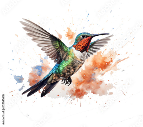 Flying hummingbird isolated