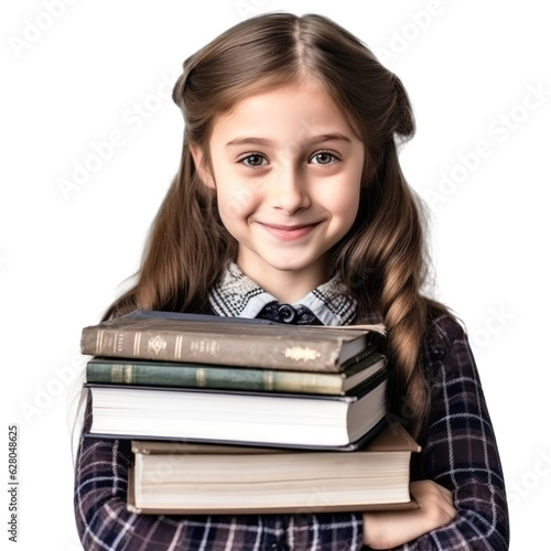 School girl with books