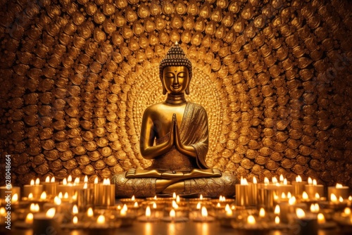 golden buddha statue surrounded by candles