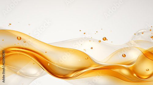abstract golden wave background with bubbles on white. Generative Ai. 